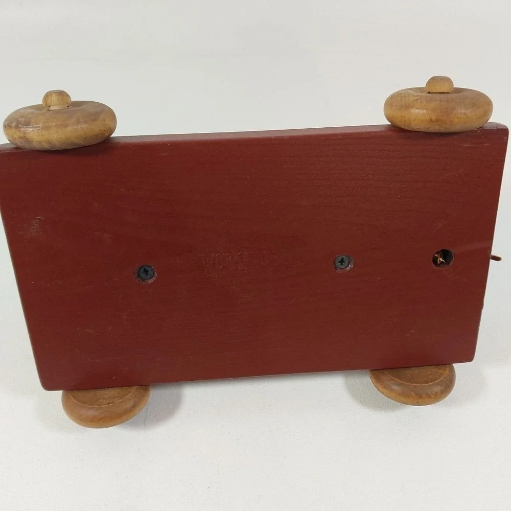 T.C. Barnyard Cat Painted Wood Leather Pull Folk Art Pull Toy Henn Workshop 1993